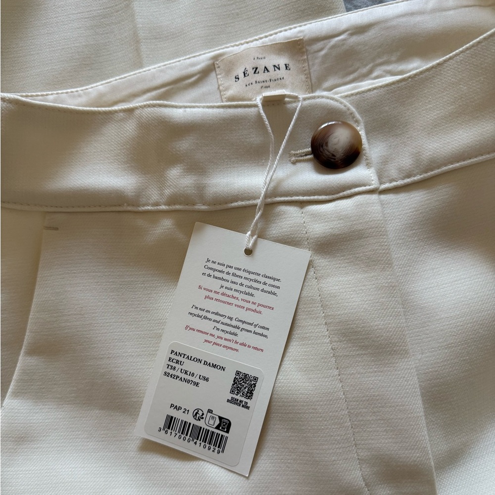 Sezane cream Wide-Leg Pant trousers - Picture 3 of 4
